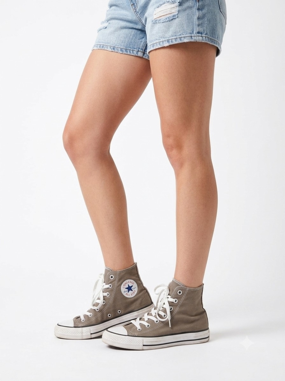 Converse Chuck Taylor All Star High Top Sneakers - Grey / Khaki Canvas Size 7